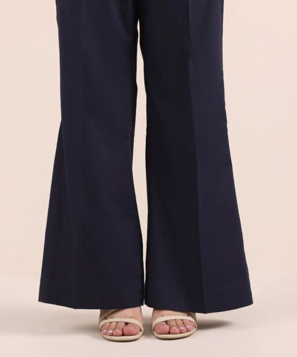 Bell Bottom Trousers for Women in Cotton- Black